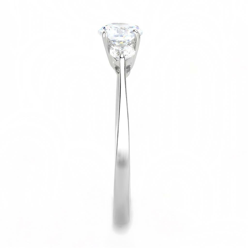 TK3431 – High polished (no plating) Stainless Steel Ring with AAA Grade CZ in
