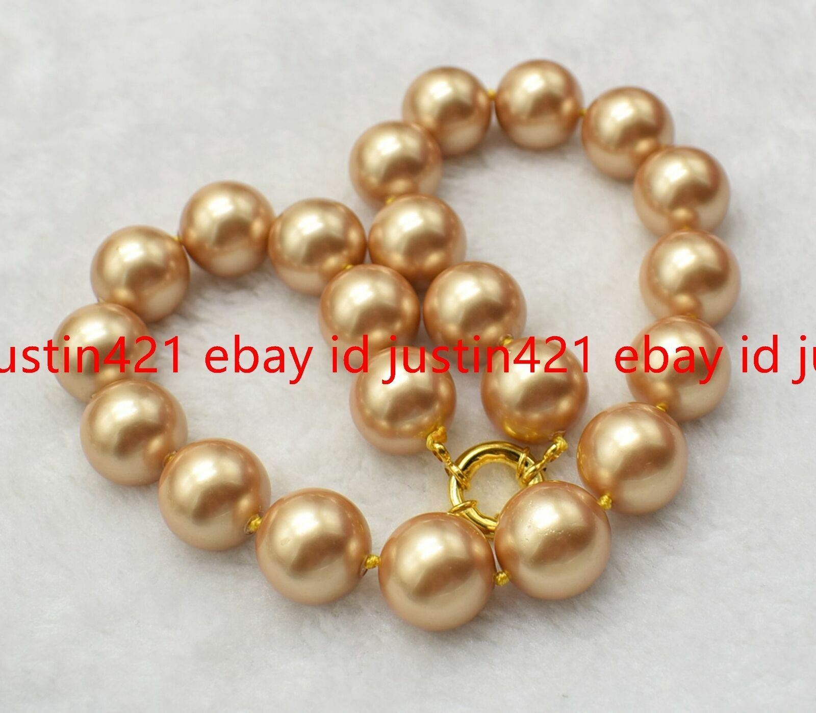 Huge 18mm Natural Gold South Sea Shell Pearl Round Beads Necklace 16-36″ AAA
