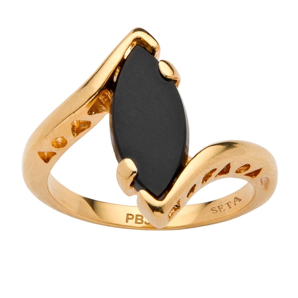 PalmBeach 18K Yellow Gold Plated or Sterling Silver Marquise Shaped Natural B…