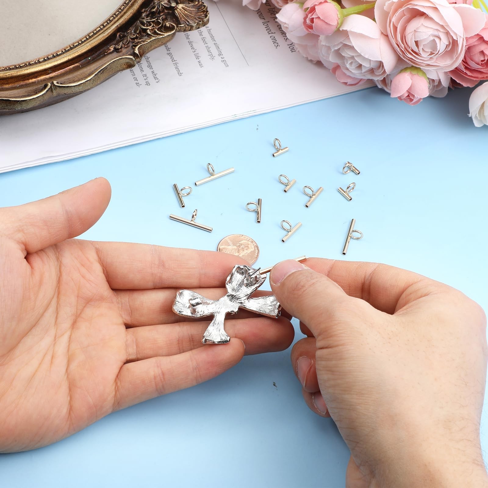 12 PCS Brooch to Pendant Converters, Pin Necklace Adapters Brass Pin to Neckl…