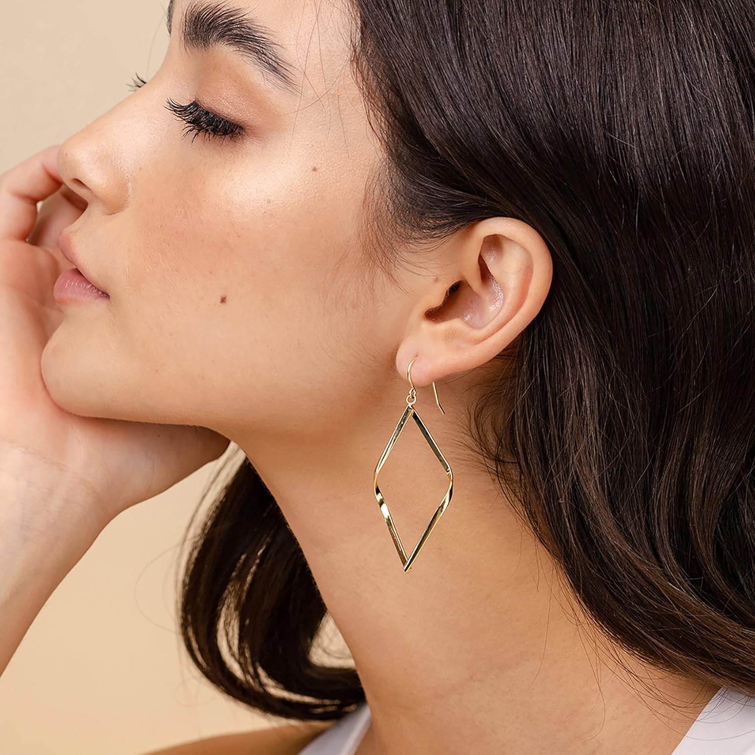 14K Gold Plated Dangle Earrings for Women | Infinity Cute Hanging Hoop Earrings