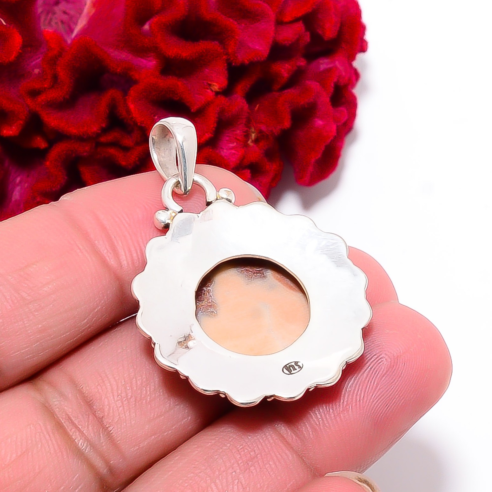 Wave Dolomite – Mexico Designer Handmade 925 Sterling Silver Pendant 1.64″ P9938