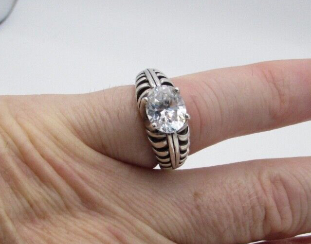 Large KABANA Sterling Silver Ring DQCZ size 8 Solitaire 3.35cts