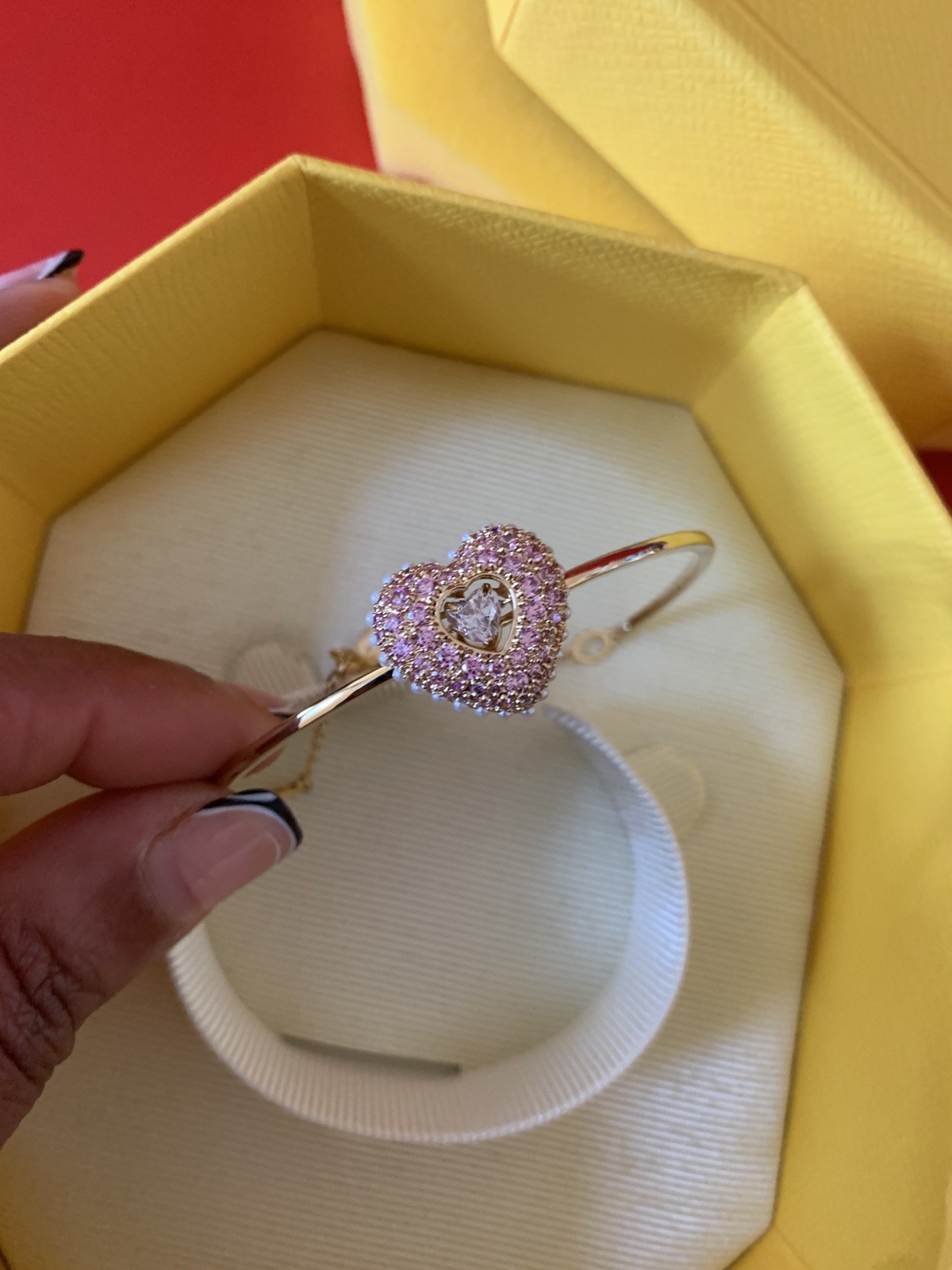 SWAROVSKI Idyllia bangle pink Heart Gold-tone plated, 5687258 RRP £179 + bag💕