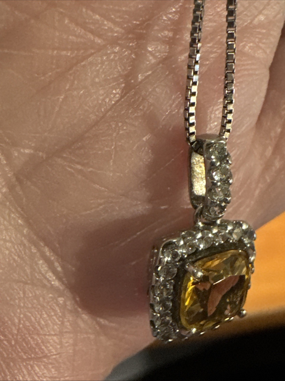 Kay Jewelers~ Citrine Cubic Zirconia Pendant Silver Necklace
