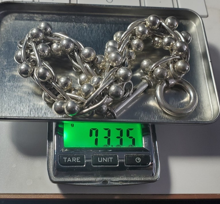 Sterling Silver Bracelet w/Toggle Closure 8″ 73.35 Grams Made in Mexico