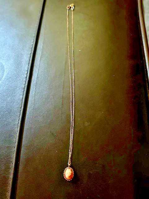 Child’s Cameo Necklace/1/2” x 5/16”/15” Chain/Gold Filled/Used