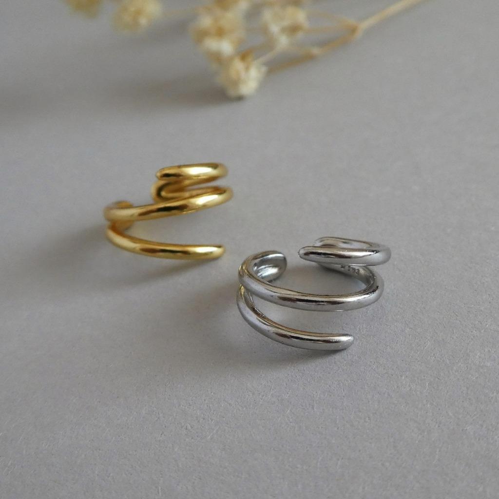 Sterling Silver or Gold Plated Multi Lines Earring Ear Cuff Non Piercing Chic
