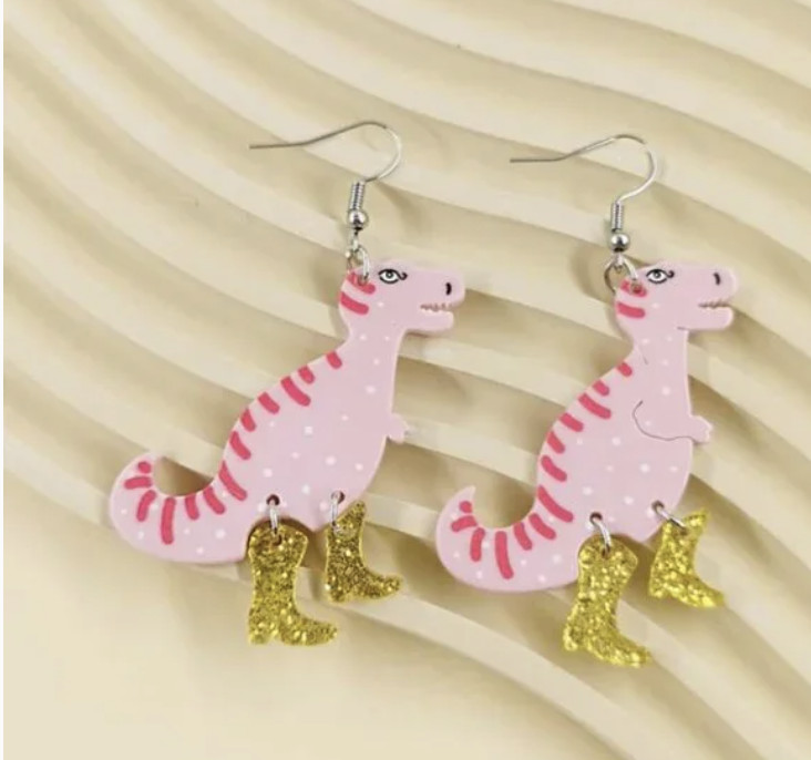 ❤️ FREE Dinosaur Boots Hipster Hippie Art Artsy Chic Glam Cartoon Hip Earrings