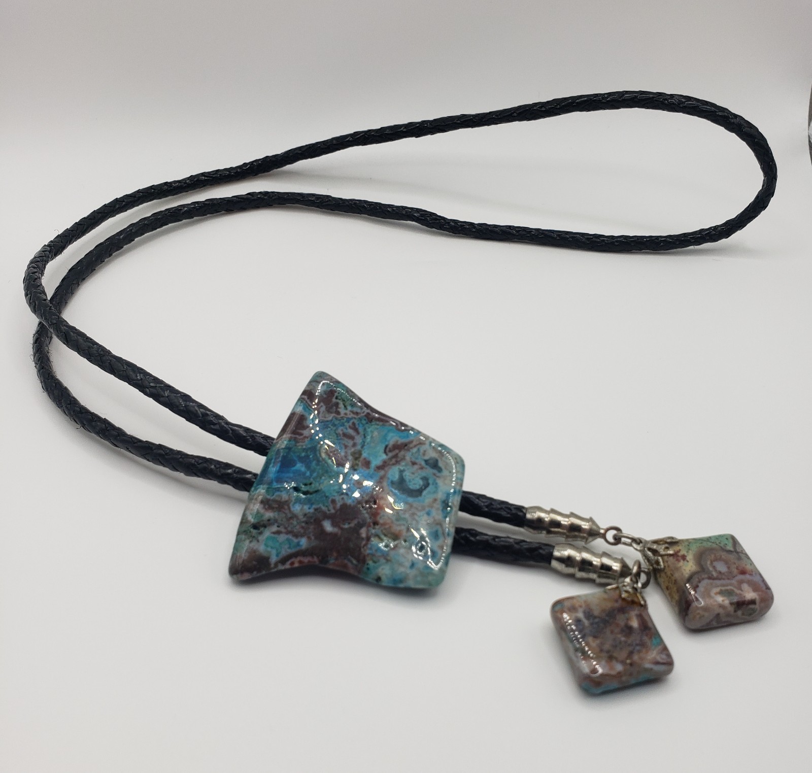 Lot of 3 Artisan Boho Statement Necklaces Elephant Dragonfly Bolo Tie Beaded