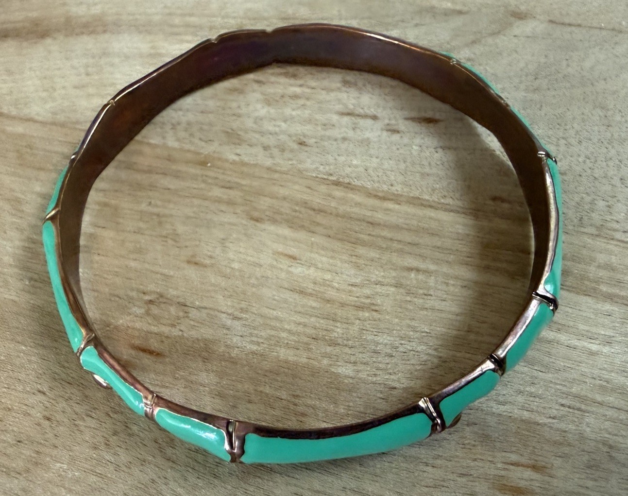 Kate Spade New York NY Bamboo Park Green Enamel Goldplated Bangle Bracelet