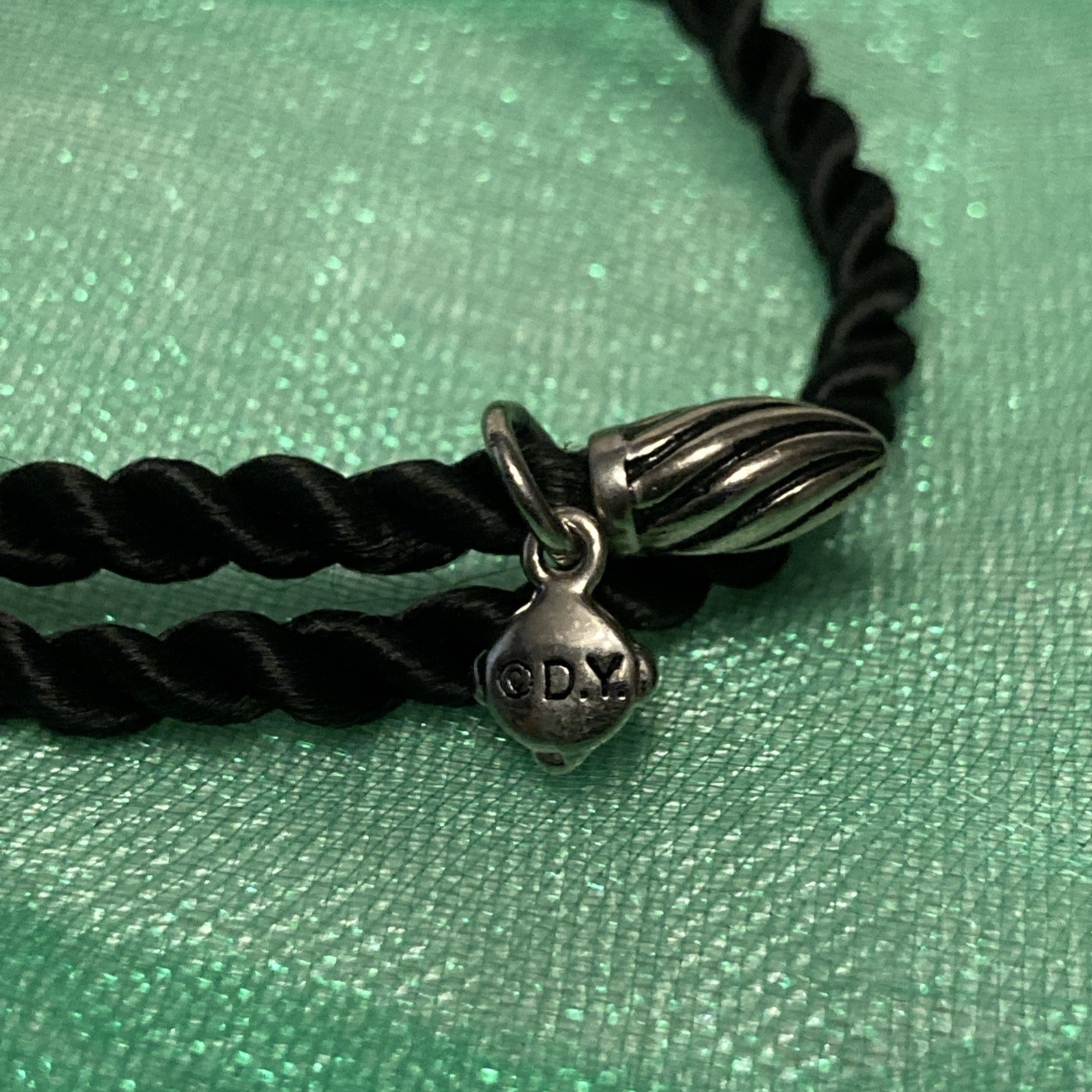 DAVID YURMAN Black Silk Rope Adjustable Sterling Silver Bracelet