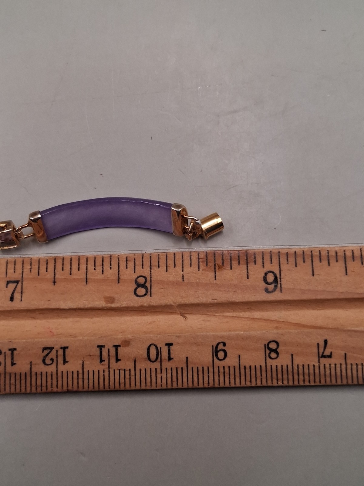Gold Tone Purple Gemstone Bar Link Bracelet 8.5″