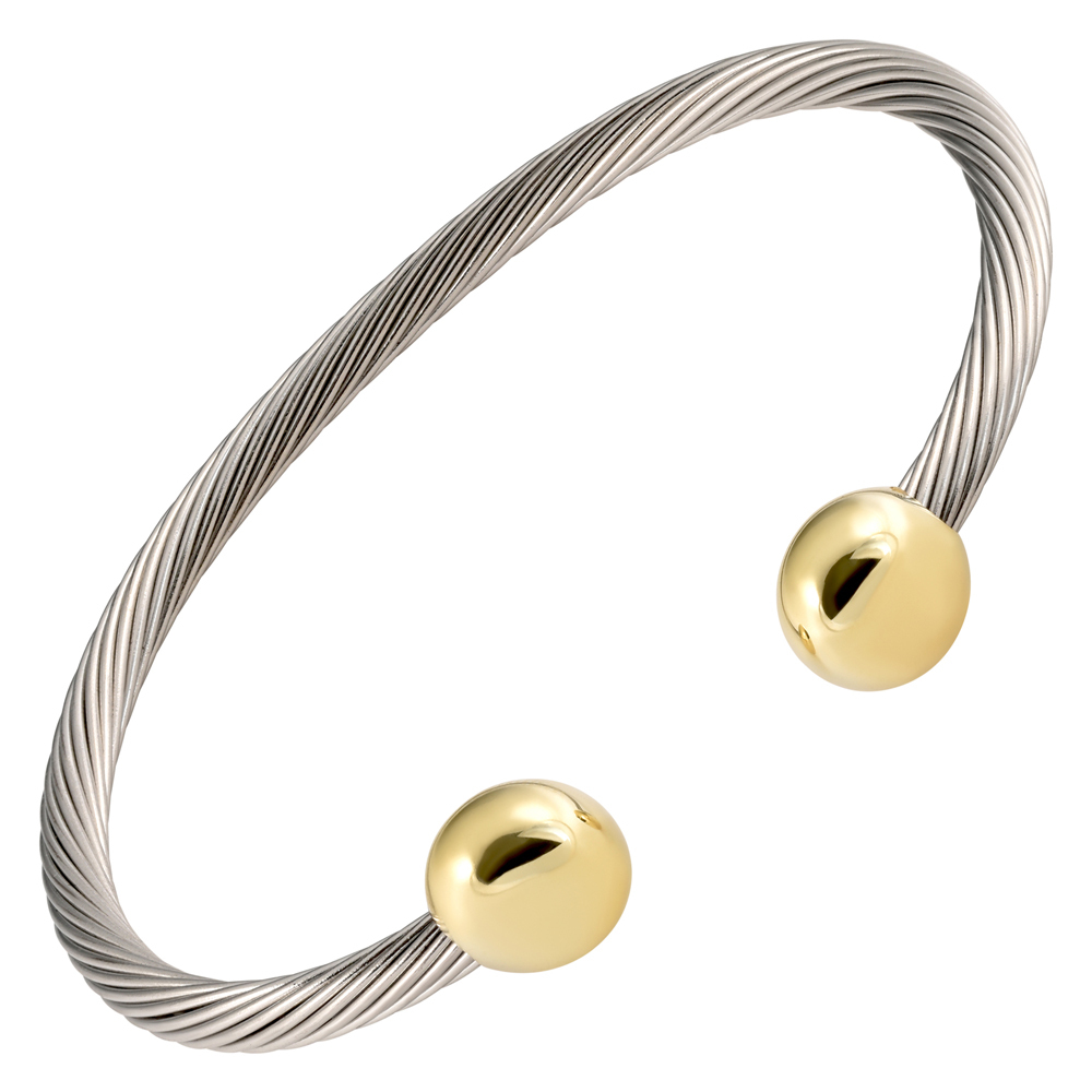 New Magnetic Bracelet Golf High Power Magnets Pain Stainless Steel Wire Gold End