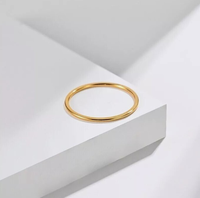 925 Sterling Silver Plain Band Ring 18k Gold Vermeil