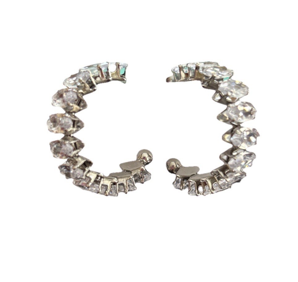 Marquise Hoop Earrings CZ Silver Stainless Steel Ginger Lyne Collection