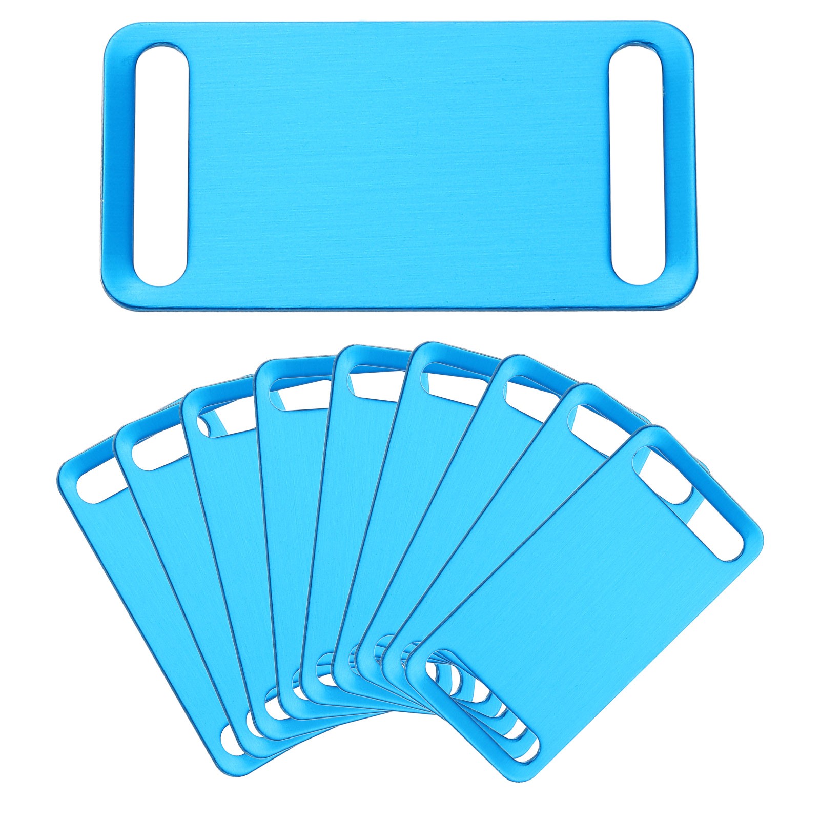 10Pcs Anodized Aluminum Blank Tags 28mm Sided Pet ID Stamping Tags Blue
