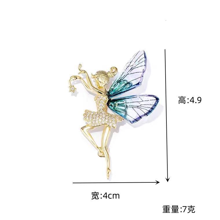 Vintage Art Nouveau Style Fairy Beauty Brooch Shawl Pin Pendant Luxery Jewelry