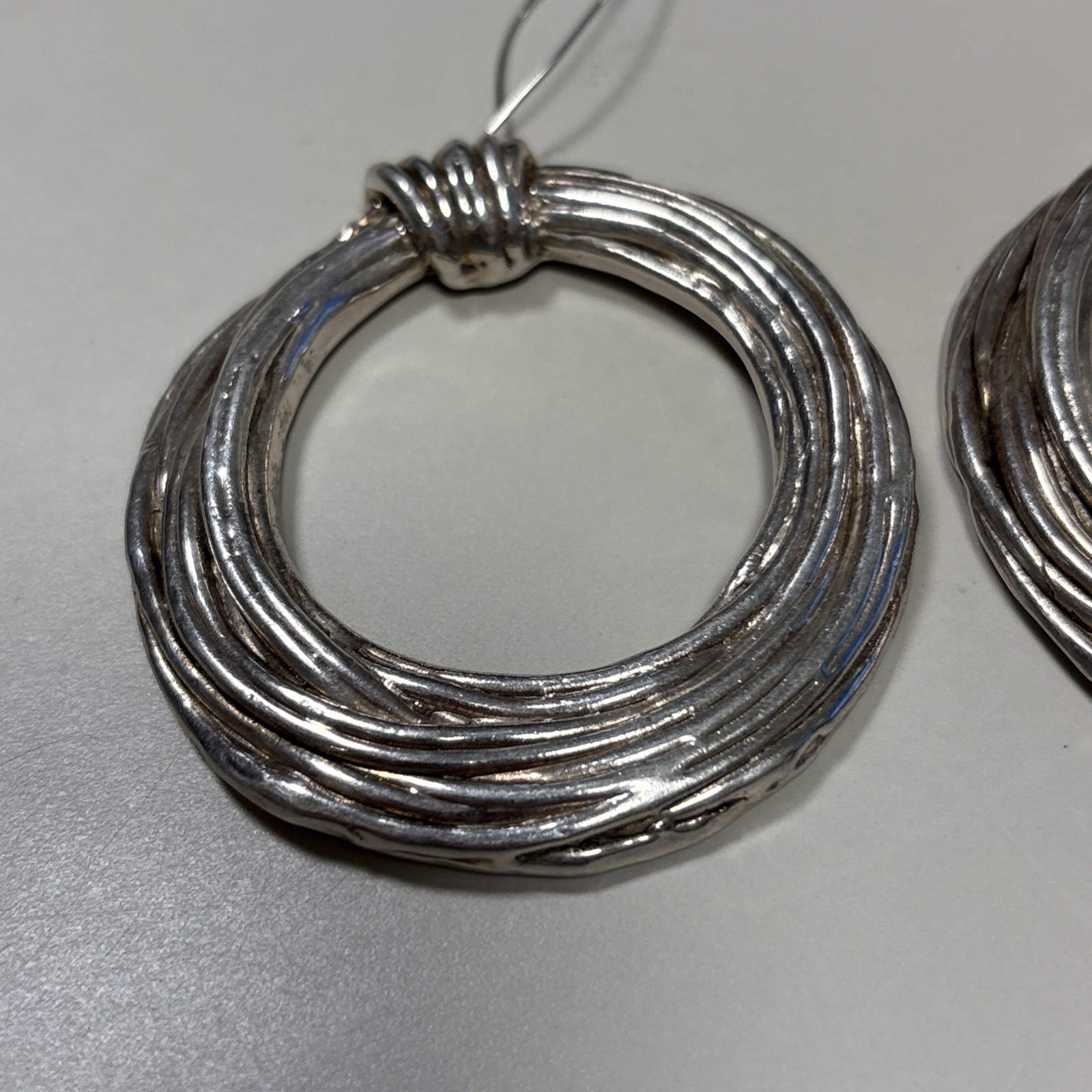 Israel Sterling Silver 925 Earrings; 28grams; Multistrand Nest Design