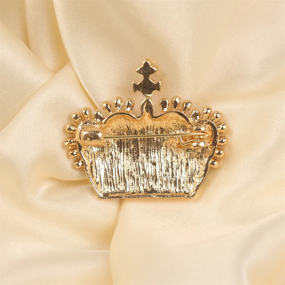 2PCS Women Vintage Rhinestone Crown Brooches Fashion Jewelry Pins