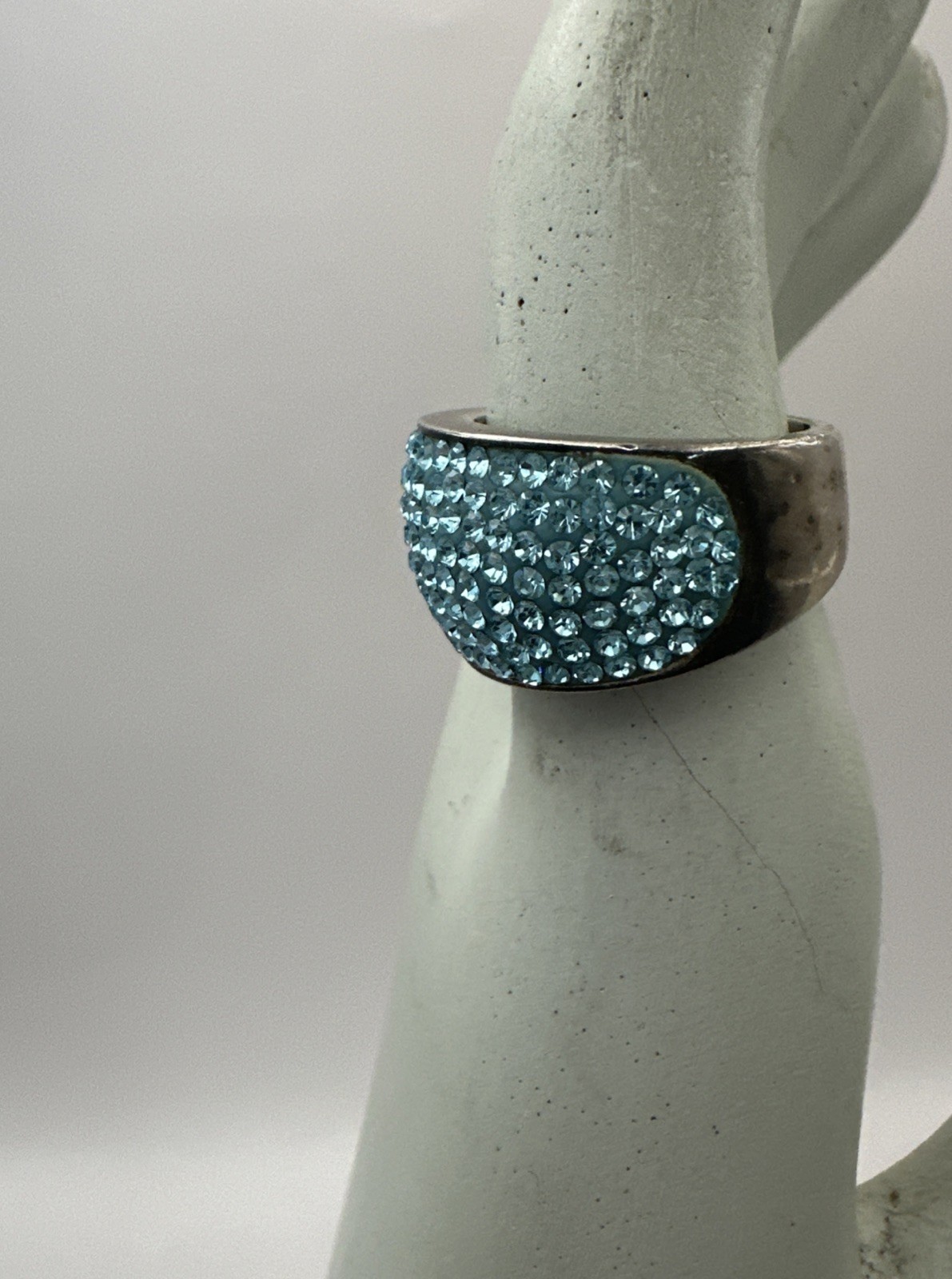 Jacmel JCM Brass Blue Turquoise Crystal Domed Pave Pageant Ring Sz 8 Malaysia