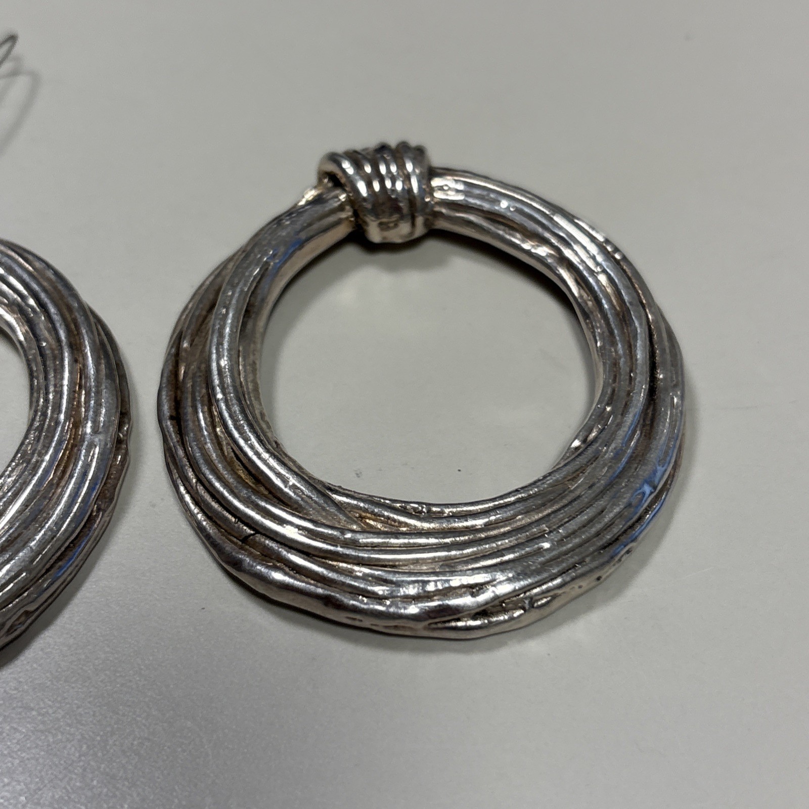 Israel Sterling Silver 925 Earrings; 28grams; Multistrand Nest Design