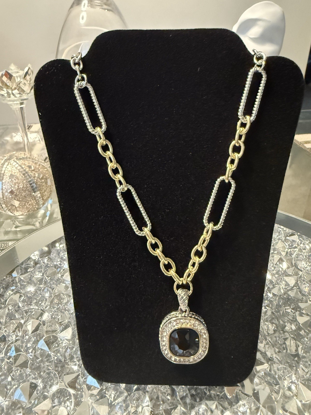Mixed Metal Chain Necklace | Gold & Silver Link Statement Chain | Luxury Jewelry