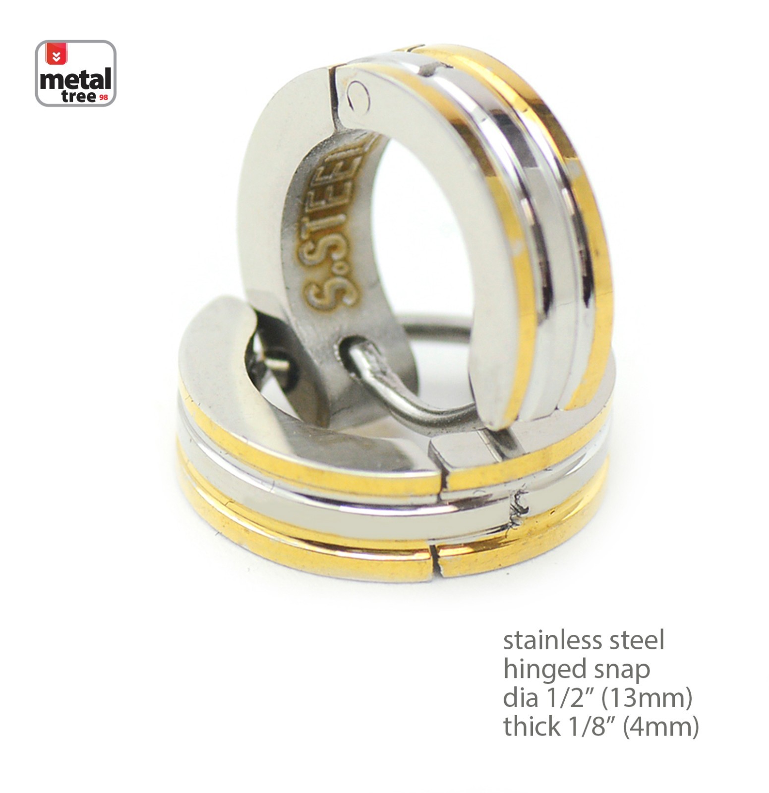 Men Hip Hop Fashion Stainless Steel Huggie Hoop Hinged Snap Earrings SSHE 038TT