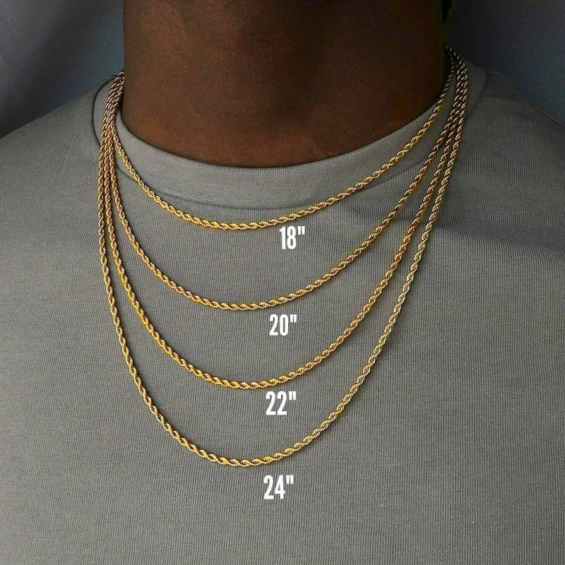 Classic Stainless Steel Rope Chain Necklace for Men Women 2mm 3mm 4mm 5mm