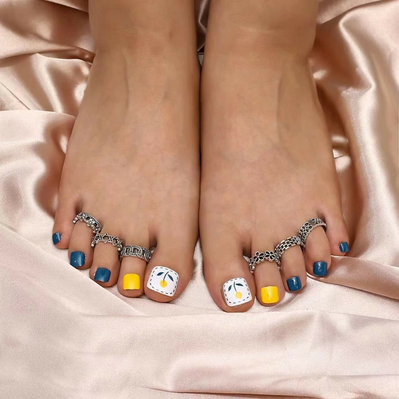 6PC Set Fashion Women Toe Foot Open Size Rings Retro Silver Beach Beauty 1028
