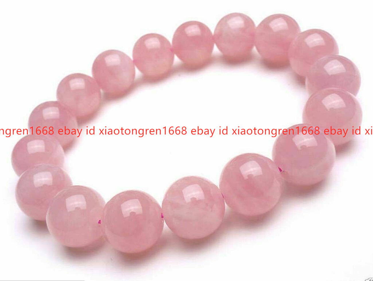 6-12mm Natural Madagascar Pink Rose Quartz Crystal Round Beads Bracelet 7.5”