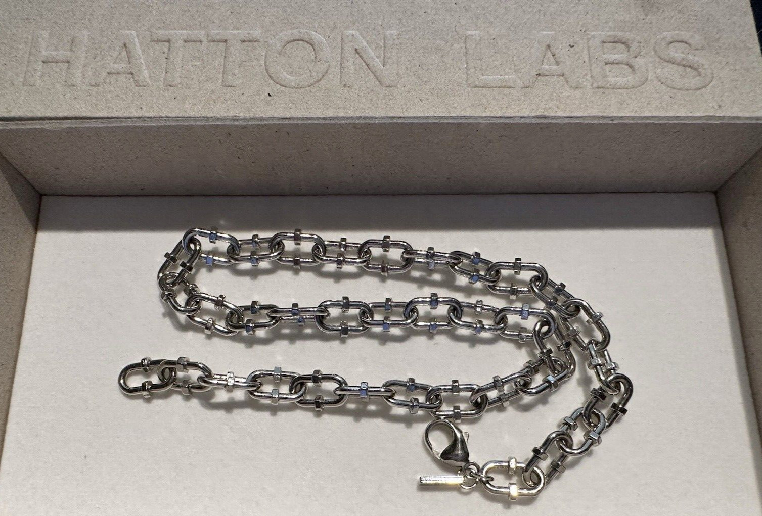 HOTTON LABS – Made In Italy Stylish 100% Sterling Silver Ovex Link Necklace 16″