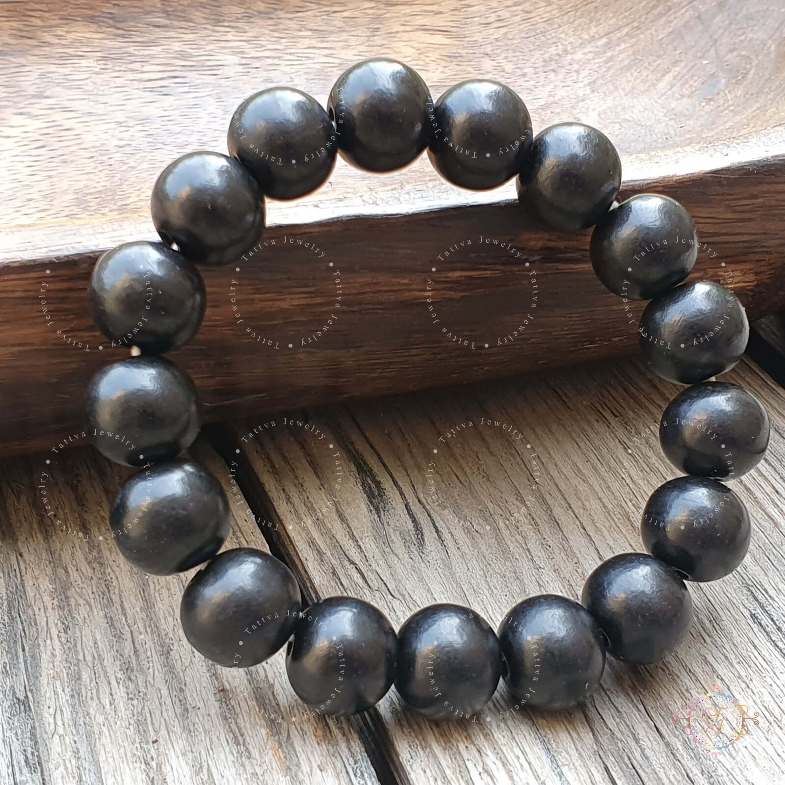 Polished Ebony Wood Bracelet, Karungali Bracelet, Handmade Bracelet, Yoga Gifts
