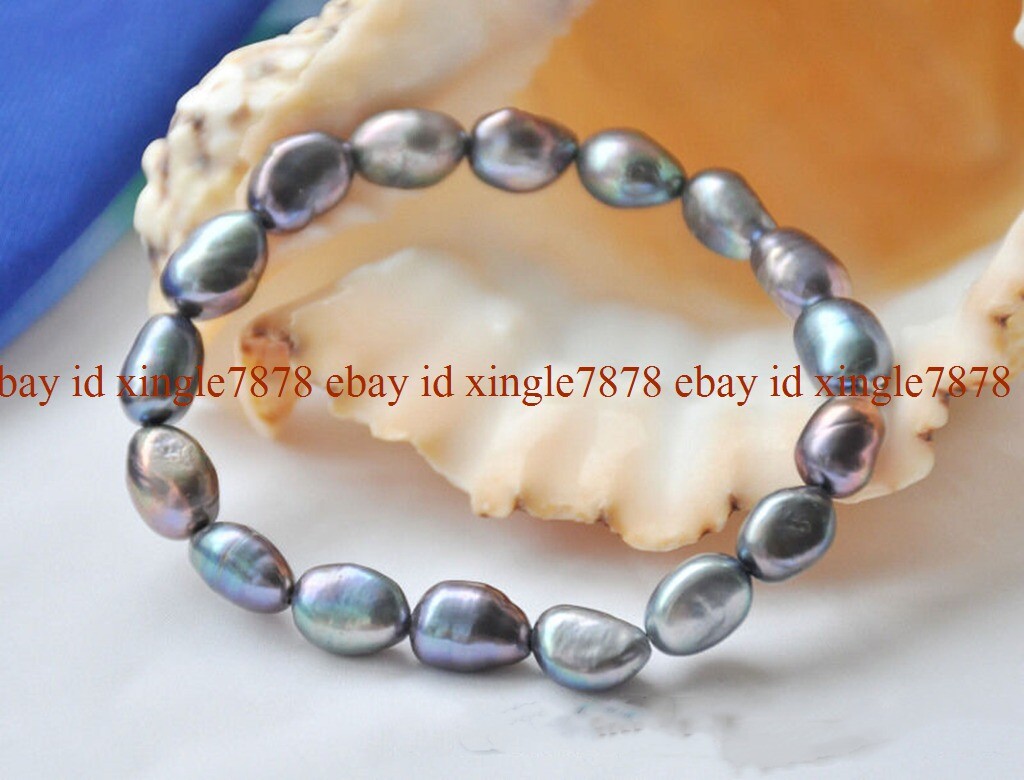 Natural 8-9mm Multicolor Baroque Freshwater Pearl Bracelet 7.5inches