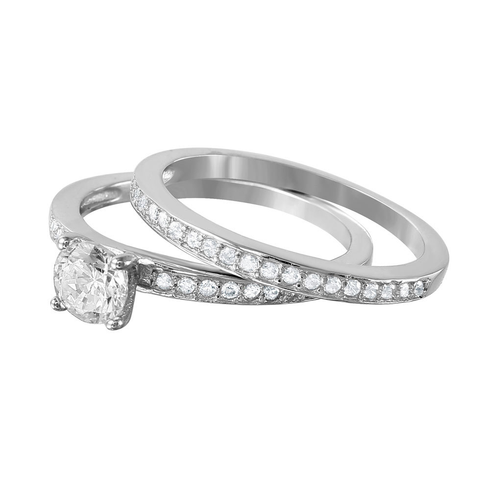 925 STERLING SILVER BRIDAL RING SET LAB SIMULATED DIAMONDS NICKLE FREE RHODIUM