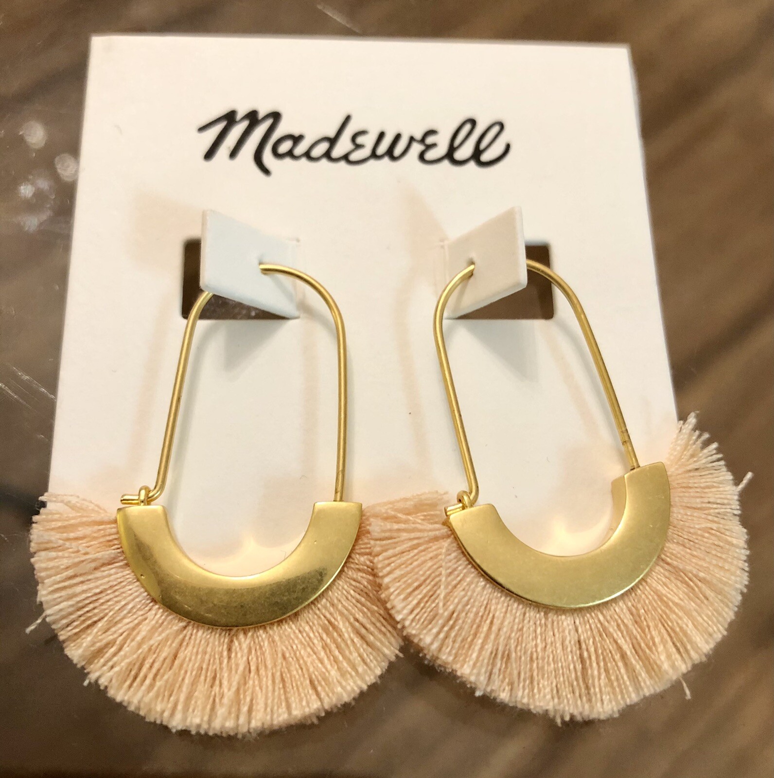 Madewell Fringe Hoops Pale Peach