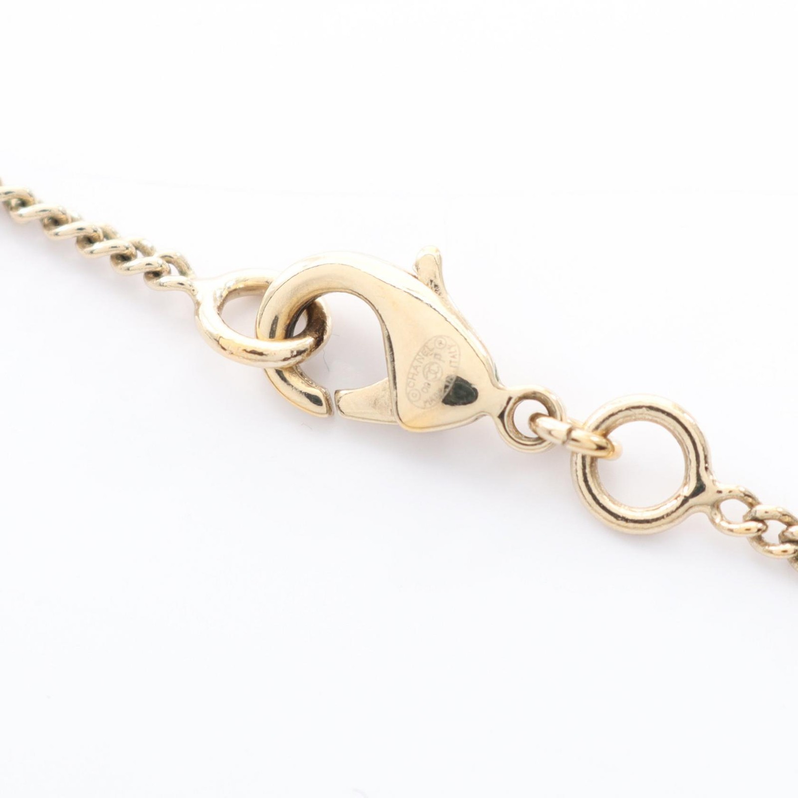 CHANEL COCO Mark Matelasse Necklace Pendant Gold Plated Black Used Women CC