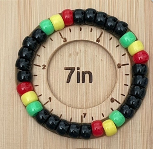 Handmade Pony Bead Bracelet Adult 7.0inch Stretch Red Yellow Green Black