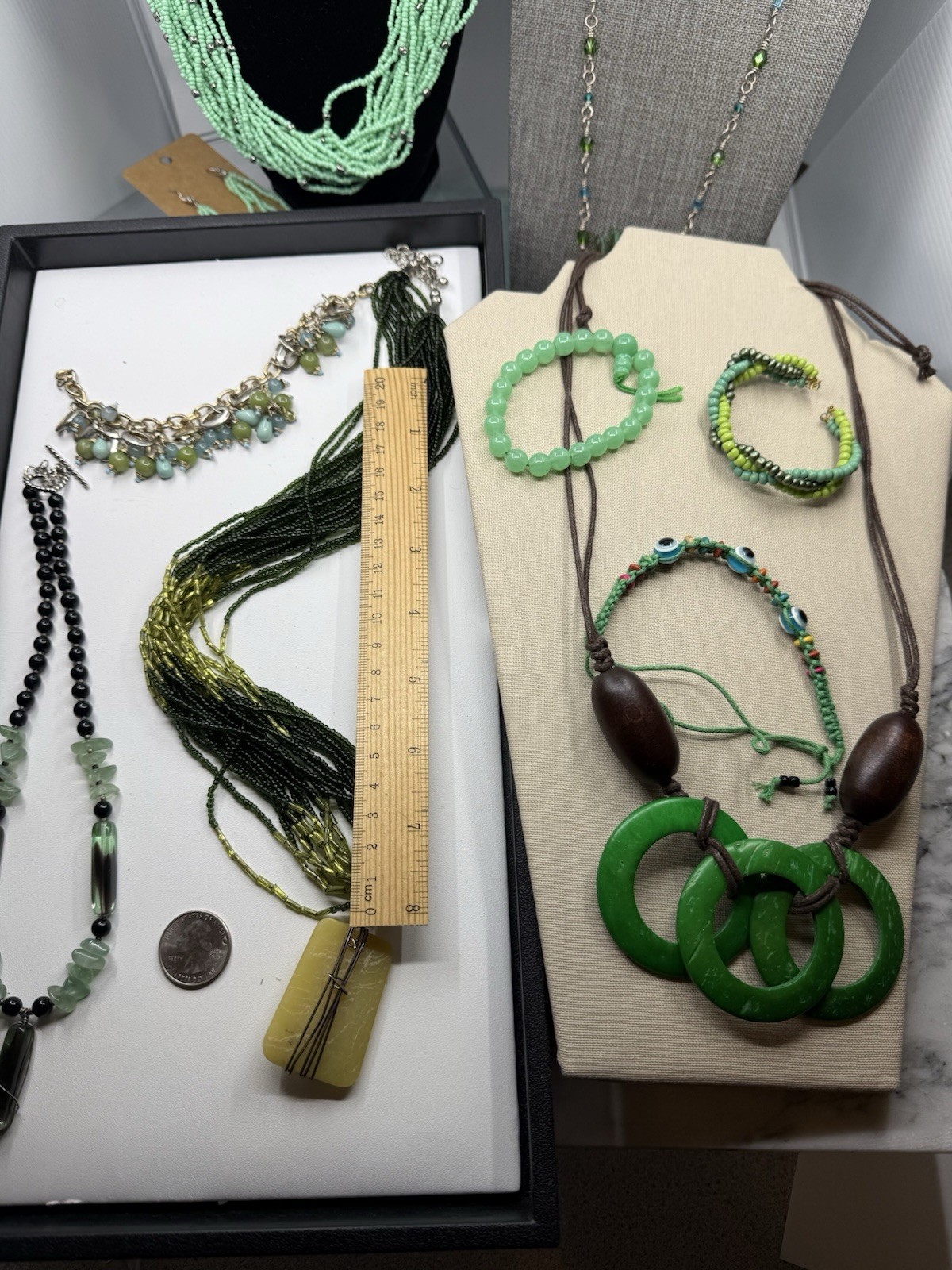 SEA FOAM GREEN Lot Of Necklaces Bracelets Earrings Beach Beauty Vacation
