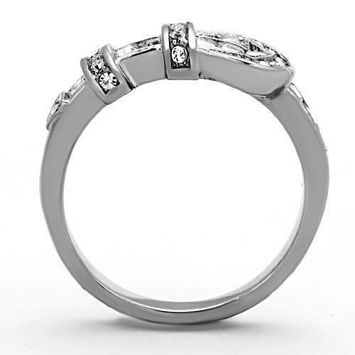 TK1334 – High polished (no plating) Stainless Steel Ring with Top Grade Crystal