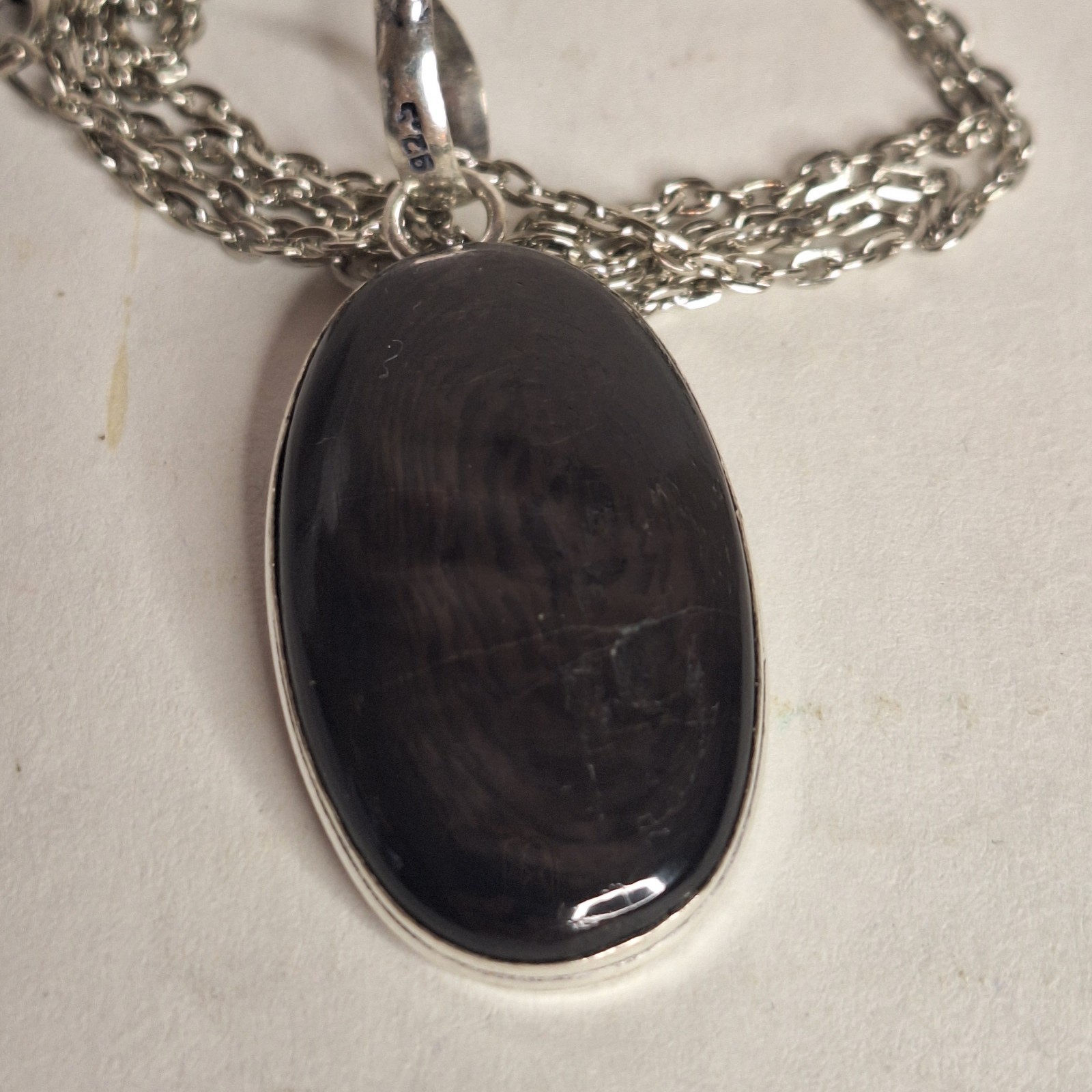 Purple Fire Labradorite Silver Plated Necklace Handmade Very Dark Purple