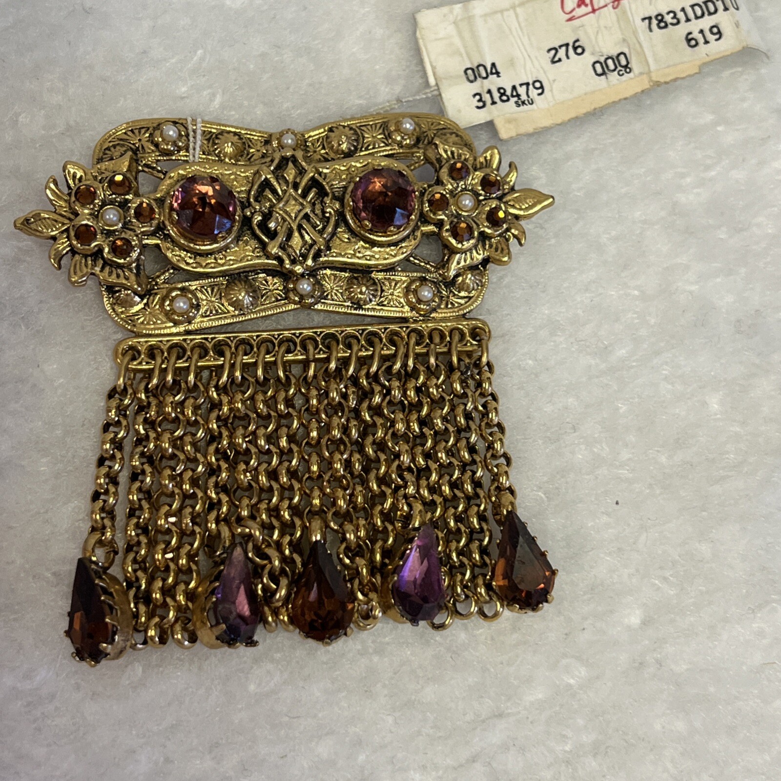 VINTAGE ZOE COSTE FOR REMINISCENCE BROOCH c.1980’s BAROQUE TASSEL BROOCH PIN NEW
