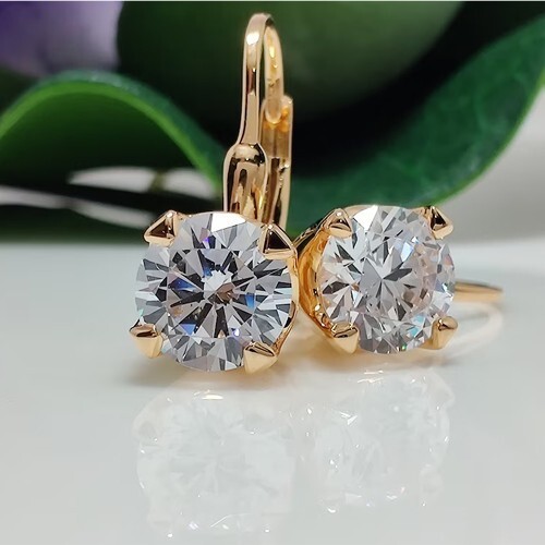 2.50Ct Round Cut Simulated Diamond Stunning Drop Earring 14K Yellow Gold Plated