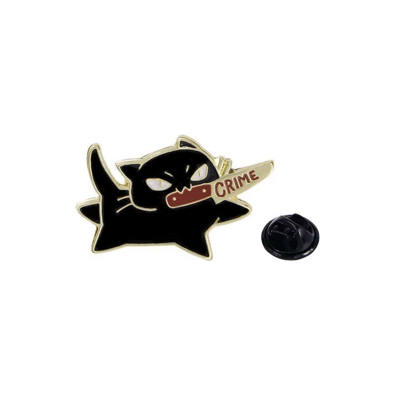Cartoon Black Cat Enamel Brooch Cute Animal Lapel Pin Badge Backpack Clothing Ac