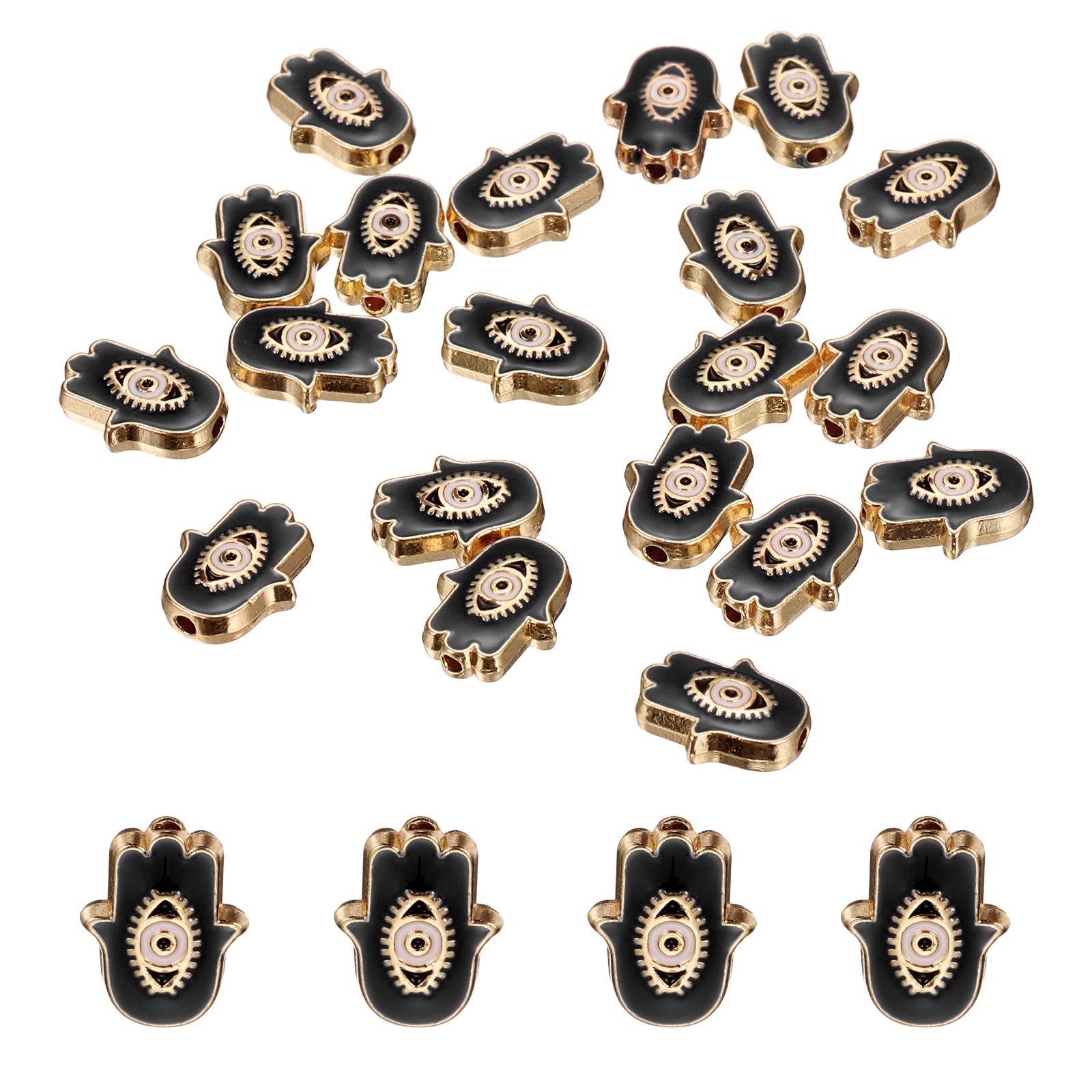 20Pcs Hand Evil Eye Beads Loose Spacer Beads Black