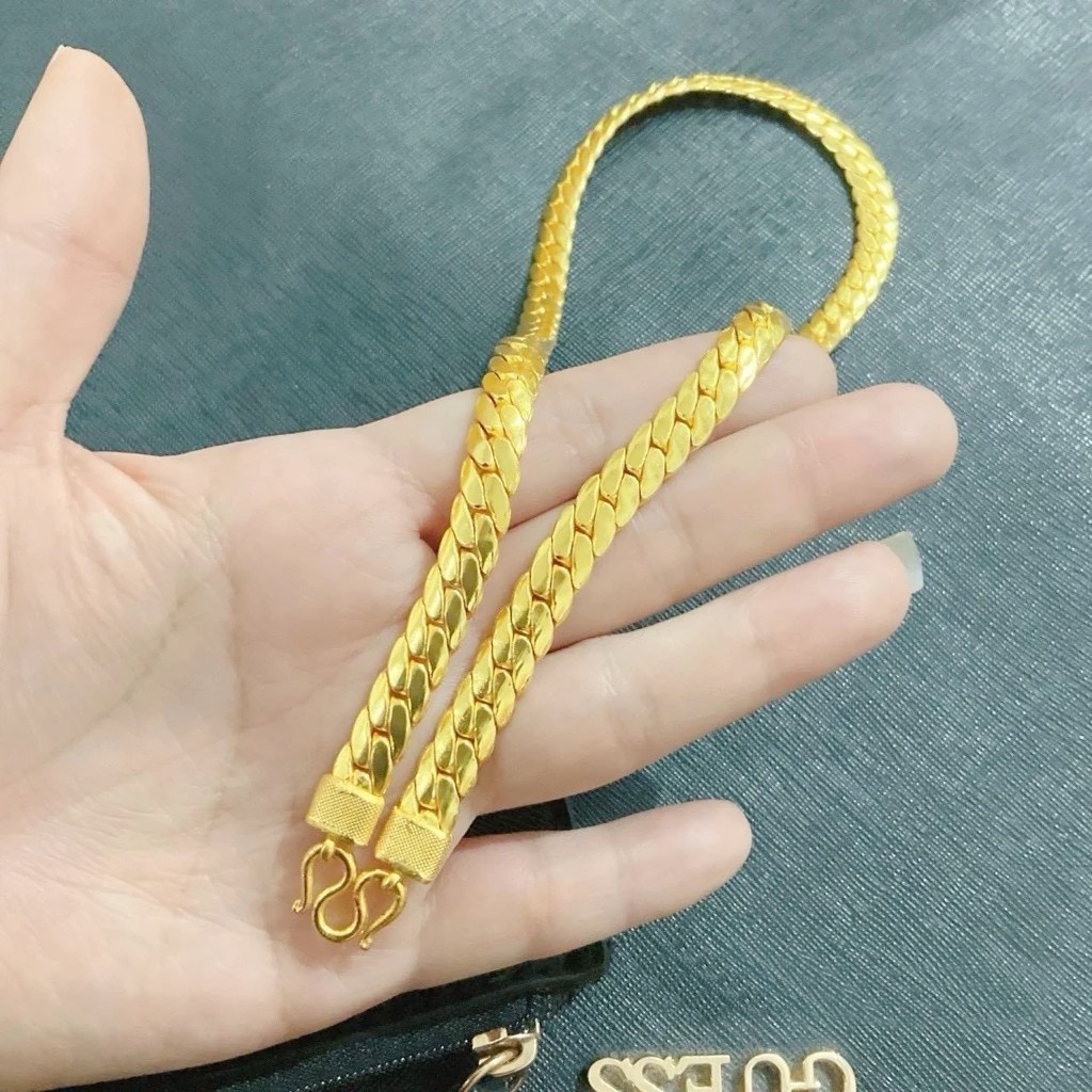 B9 Bracelet 24k Gold Plated Men Women Jewelry Gem Yellow wide 12mm. long 18″
