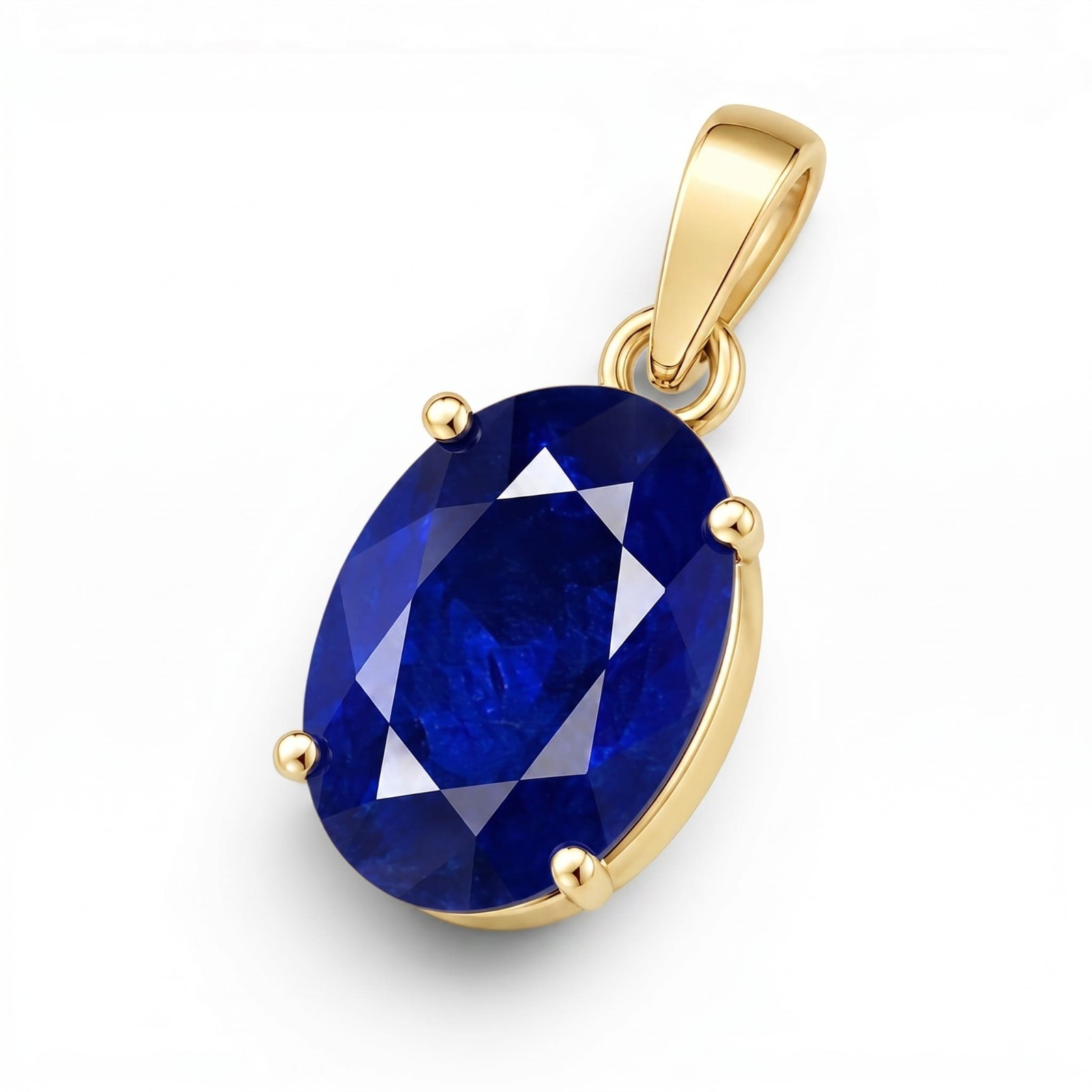 9 Carat Blue Sapphire Pendant Gemstone Gold Plated Men Women Gift