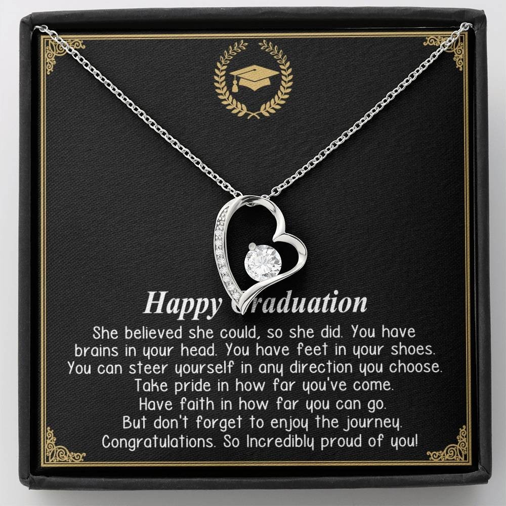 Graduation Necklace CZ Heart College High School Graduate Jewelry Gift for Her