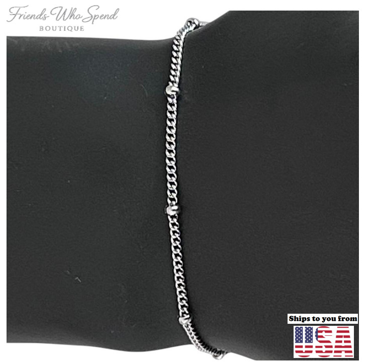 6″-11″ BEAD TWIST Chain Stainless Steel MEN WOMEN Bracelet