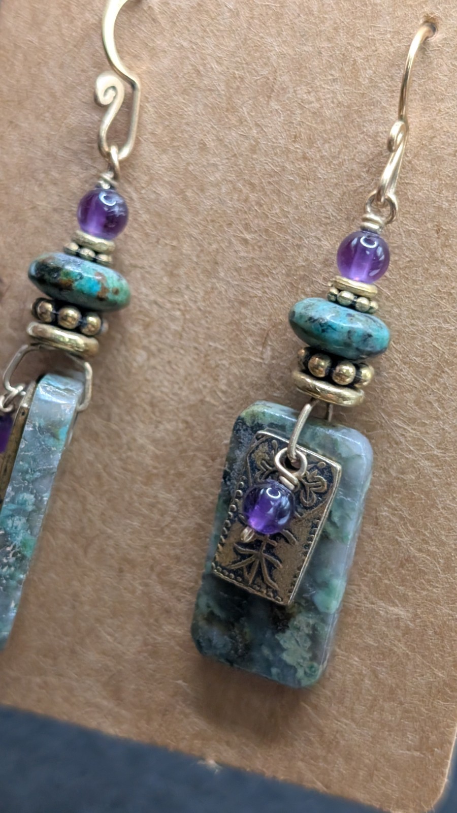 Women’s Artisan Stylish Mixed Beaded Drop Dangly Hook Earrings 💜💚